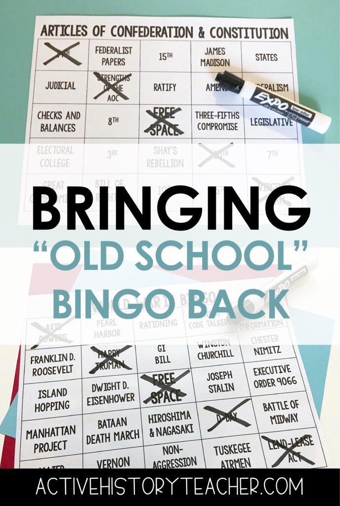 bingo game history classroom